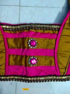 Brown Colour Saree &amp; Stiching Work Blouse