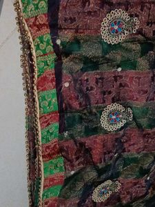 Brown &amp; Green Colour Combination Mysore Silk Saree
