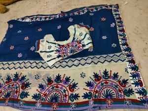 kashmeri embroidery work saree with blouse