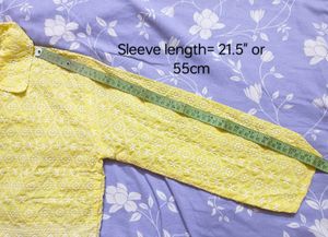 Yellow Cotton Thread Work Crop Top/Shirt