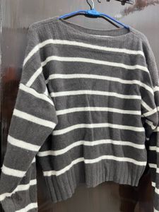 Striped Knit Cropped Sweater