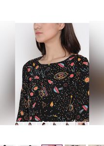 ONLY Women Black Printed A-LineNWTDress
