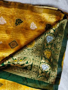 Silk Saree - Gold &amp; Green 💚