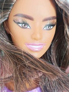 Autumn Brunette Barbie Doll in Cat Dress