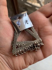 Blue Triangle Statement Earrings