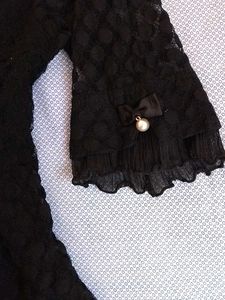 Black polka dot textured Top