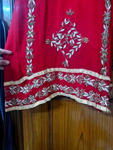 Red Embroidered Kurta Set