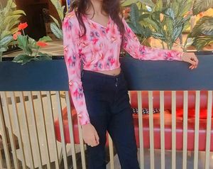 Printed Pink Top For Womens