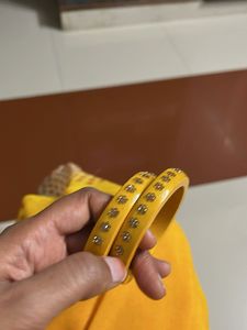 Yellow Bangles with Floral Detail