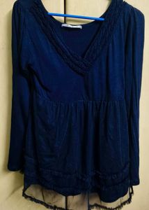 Navy Blue V-Neck Top