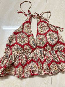 Boho Peplum Halter Top