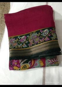 Elegant Pink & black border  thin borderSaree