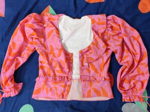 Stylish Pink & Orange Floral Top
