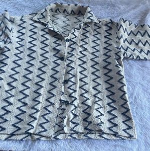 Zig-Zag Pattern Button Down Shirt