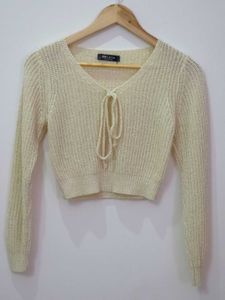 Cream Knit Cropped Sweater