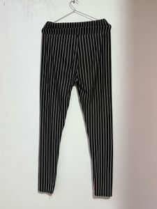 Chic Black Pinstripe High-Waist Pants