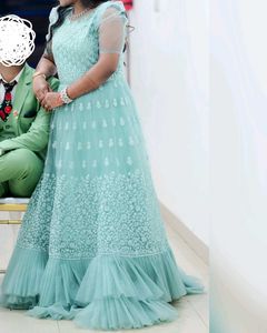 Elegant Blue Embellished Gown