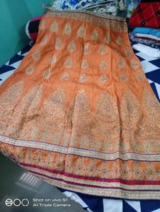 Orange Embroidered Sari Blouse