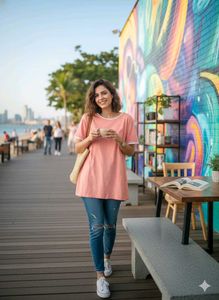 Cute Peach Ringer Tee✨