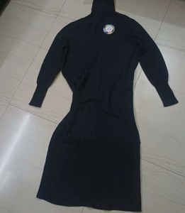 Elegant blue Turtleneck Dress
