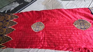 Pink Blue Embroidered Saree