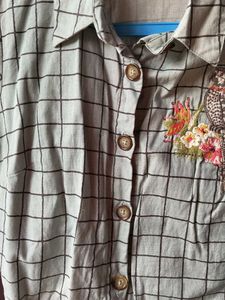 Women Check print Button Down Shirt
