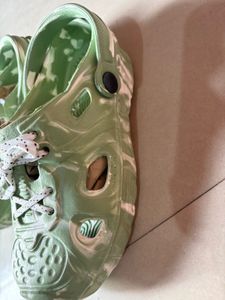 girl Green Clogs women with Laces