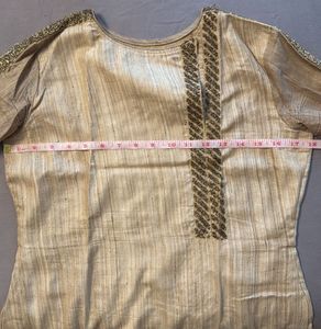 Elegant Beige Kurti with Gold Detail