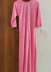 Pink Night Dress (Gown) Lace Work (Bust 34-38)