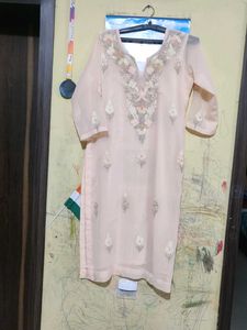 Embroidered Peach Suit Set