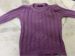 Blue Wings Purple Cable Knit Sweater