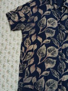 Leaf Print Button-Down Shirt