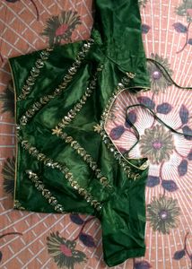 Girls Green Organza Lehenga