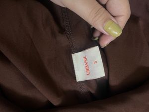 URBANIC Sleek Brown Cutout Satin Dress