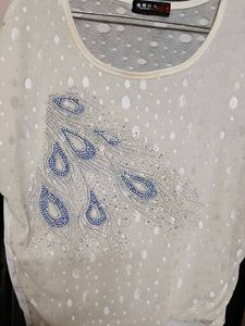 Stylish White Embellished Top