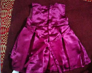 Soft Satin Maroon Frock Baby Girl