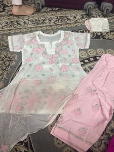 Pink Embroidered Lucknowi Kurta Set