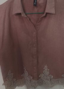 Blush Lace Trimmed Button-Up❤️