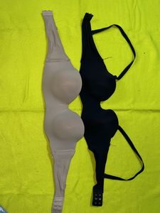 Nude And Black Colour Regular Used Bra Set