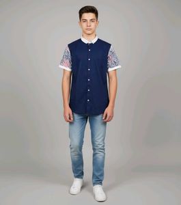 Stylish Blue Patterned Shirt