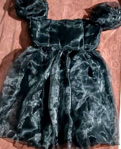 Black Organza Short Frock 28,30,32,34