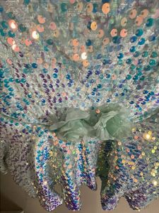 2 pc Beautiful Blue sequins Frock - Frozen Theme