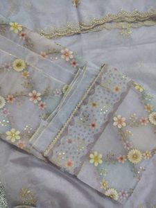 3 Pc Lavender Unstitched Suit Set