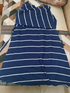 Blue White Striped Dress - Size M