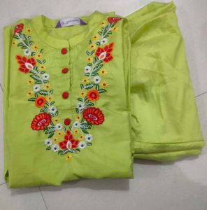 Lime Green Embroidered Salwar Kameez