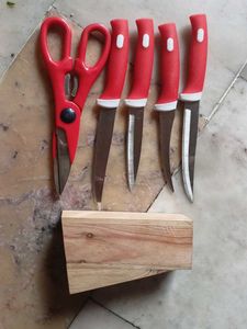 5 Pcs Set 1psc Stand 4pcs Knife 1pcs Scissor