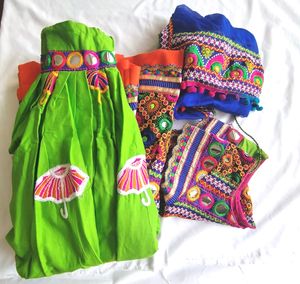 Green Embroidered Lehenga Set (Girl's)
