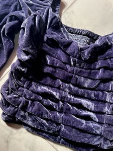 Purple Velvet Ruched Long Sleeve Top