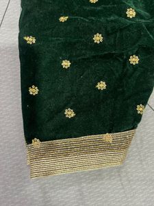 Green Velvet Kurta Set