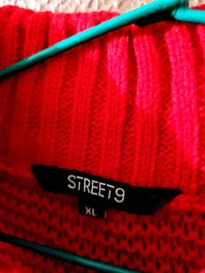 Red High Neck Sweater Korean